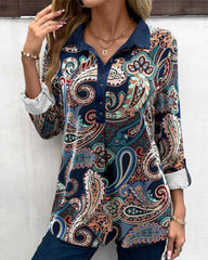 Lapelblus med paisleytryck