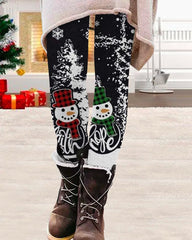 Leggings med julsnögubbetryck
