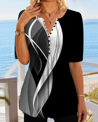 V-ringad T-shirt i färgblock