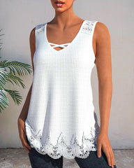 Spets tank topp med V-ringning