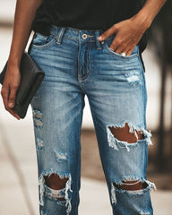 Rippade jeans med raka ben