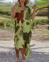 Kortärmad klänning i leopardtryck