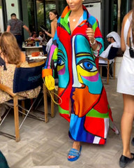 Färgglad figur lös klänning