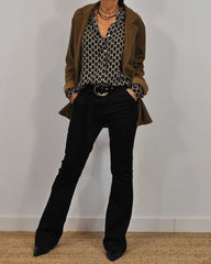 Ledig Blus med V-Ringning