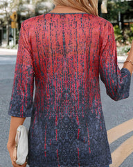 Ombre tryckt blus med knappar