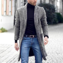 Vintage Varm Lång Bomull Trenchcoat för män