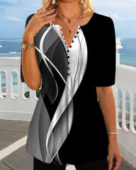 V-ringad T-shirt i färgblock