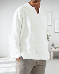 Långärmad V-ringad fritidsskjorta