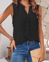 Jacquard V-ringad ärmlös avslappnad topp