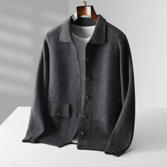 Kashmir Cardigan Polo Tröja Jacka för män