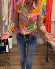 Färgglad skjorta med lapptäcke och slag