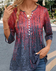 Ombre tryckt blus med knappar