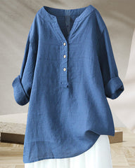 V-ringad enfärgad långärmad skjorta