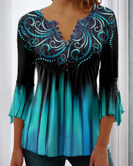 V-ringad topp med 3/4-ärmar