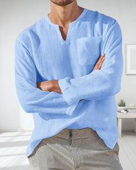 Långärmad V-ringad fritidsskjorta