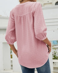 Enfärgad lös topp med ståkrage