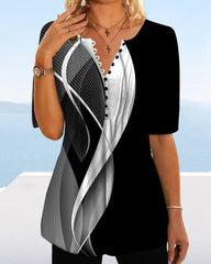 V-ringad T-shirt i färgblock