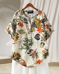 V-ringad T-shirt med tryck