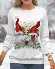 Jultröja med snöflingatryckt och raglanärm