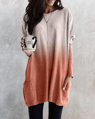 Gradient långärmad topp med fickor