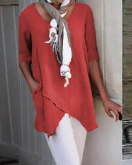 Casual enfärgad topp för kvinnor