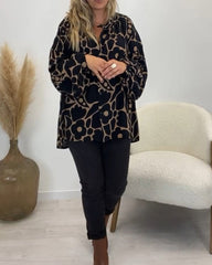 Blommigt tryck avslappnad långärmad topp