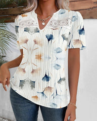Elegant topp med ginkgo-bladtryck