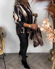 Blus med kontrasterande krage och slag