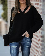 Enfärgad V-ringad tröja