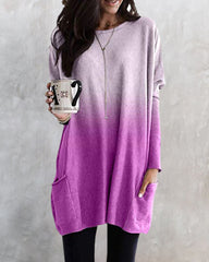 Gradient långärmad topp med fickor
