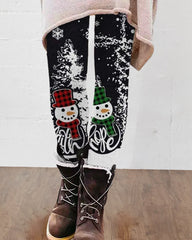 Leggings med julsnögubbetryck
