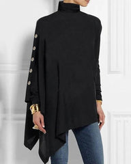 Oregelbunden turtleneck-topp med långa ärmar
