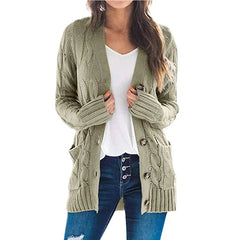 Olivia - 2024 cardigan långärmad stickad kappa med V-ringad