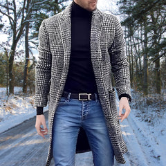 Vintage Varm Lång Bomull Trenchcoat för män