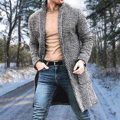 Vintage Varm Lång Bomull Trenchcoat för män