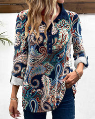 Lapelblus med paisleytryck