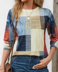 Färgglad T-shirt med rund hals