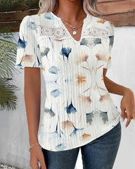 Elegant topp med ginkgo-bladtryck