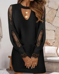 Sexig bodycon-klänning med genomskinligt material och V-ringning