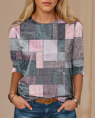 Färgblock rutig långärmad topp