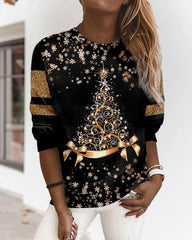 Runda hals julgran tryck topp