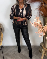 Blus med kontrasterande krage och slag