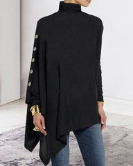 Oregelbunden turtleneck-topp med långa ärmar