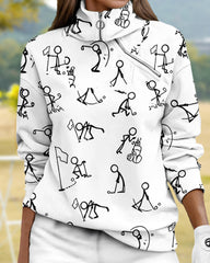 Sweatshirt med enkel yrckningstryck och dragkedja