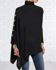 Oregelbunden turtleneck-topp med långa ärmar
