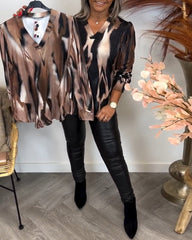 Blus med kontrasterande krage och slag