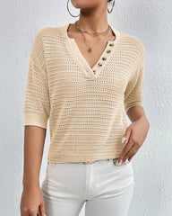 Casual V-Neck Cut Out Top