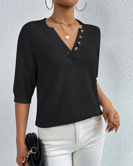 Casual V-Neck Cut Out Top