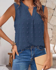 Jacquard V-ringad ärmlös avslappnad topp