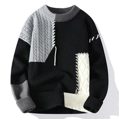 Varma Turtleneck Snygga Patchwork-tröjor för män